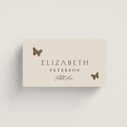 This is a blush meadow wedding place cards with foil pressed by Grae called dancing in the garden printing on signature in placecard