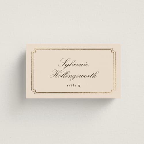 This is a bisque wedding place cards with foil pressed by chocomocacino called lussekatter printing on signature in placecard
