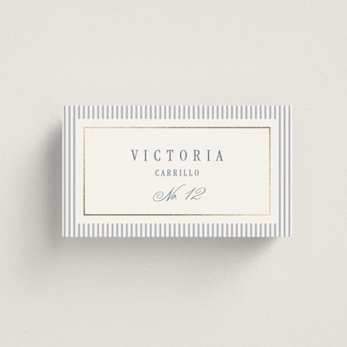 This is a coast wedding place cards with foil pressed by Kelly Schmidt called seashore printing on signature in placecard