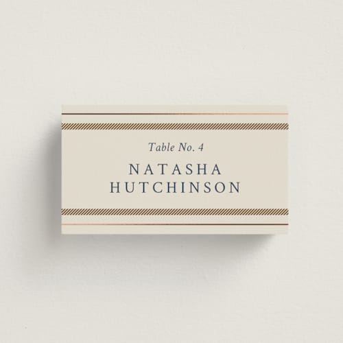 This is a midnight wedding place cards with foil pressed by Sam Dubeau called equestrian printing on signature in placecard