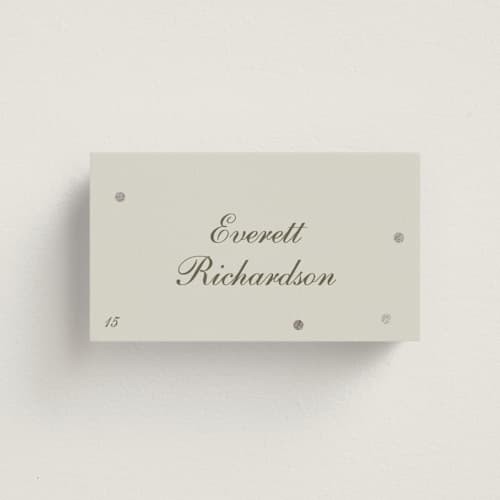 This is a fog wedding place cards with foil pressed by Baumbirdy called pearls printing on signature in placecard