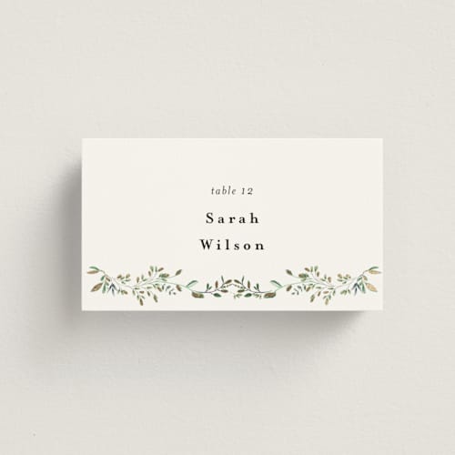 This is a mojito wedding place cards with foil pressed by Susan Moyal called monogramed arch printing on signature in placecard