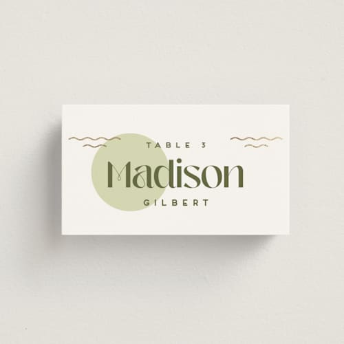 This is a kiwi wedding place cards with foil pressed by Claudia Orengo called news! printing on signature in placecard