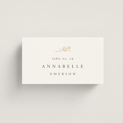 This is a classique wedding place cards with foil pressed by Design Lotus called you & me printing on signature in placecard