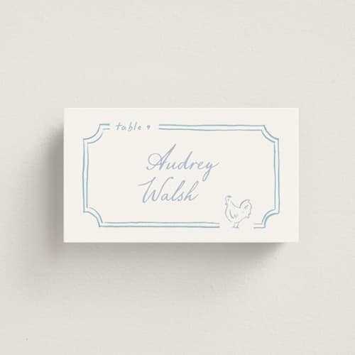 This is a marine wedding place cards with standard by Creo Study called organic frame printing on signature in placecard