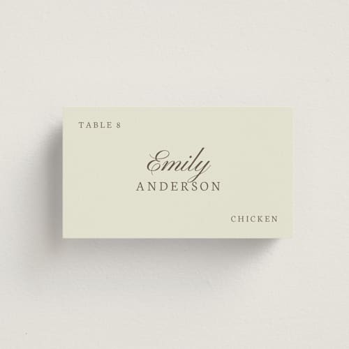 This is a laurel wedding place cards with standard by elithing called subtle elegance printing on signature in placecard