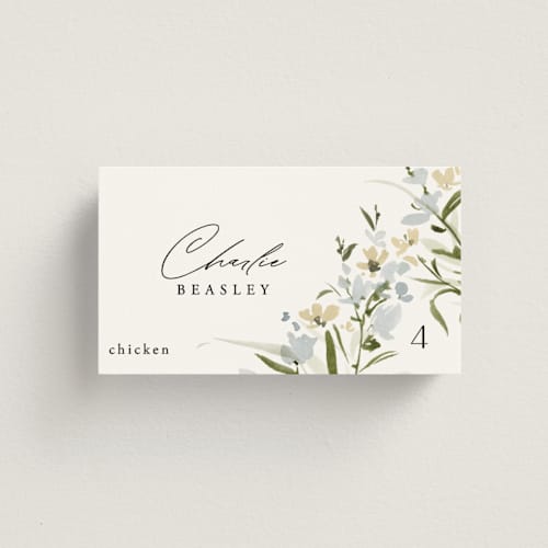 This is a lily wedding place cards with standard by Everett Paper Goods called fleur printing on signature in placecard