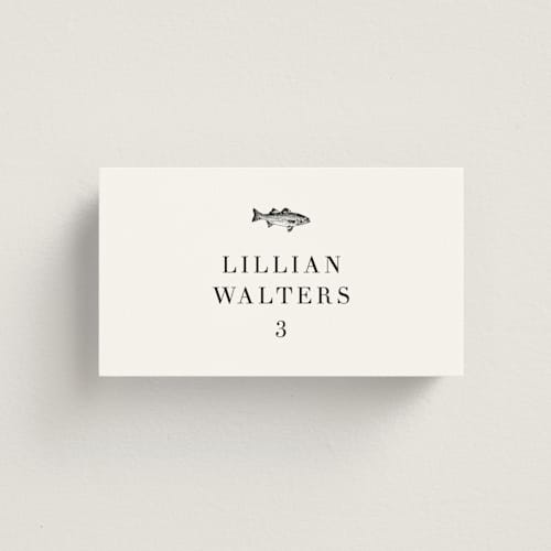 This is a ink wedding place cards with standard by Megan Davis called plated printing on signature in placecard