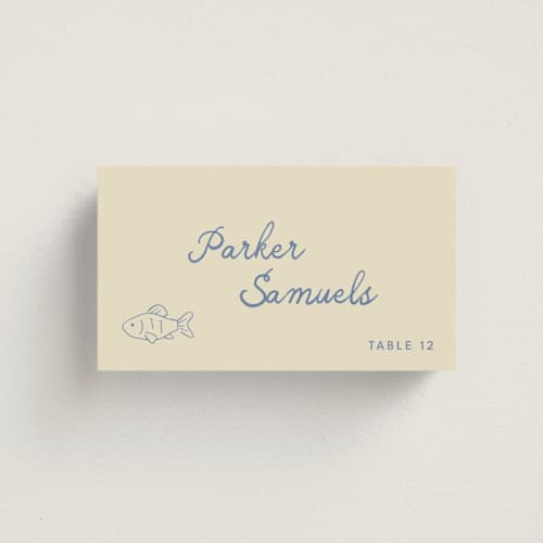 This is a wave wedding place cards with standard by Kelly Watkins called lover printing on signature in placecard
