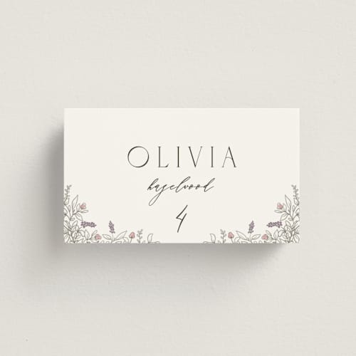 This is a ravello wedding place cards with standard by Anne Ciotola called cottonwood printing on signature in placecard