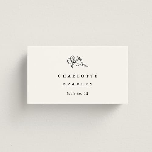 This is a alpine wedding place cards with standard by Pixel and Hank called floral cascade printing on signature in placecard