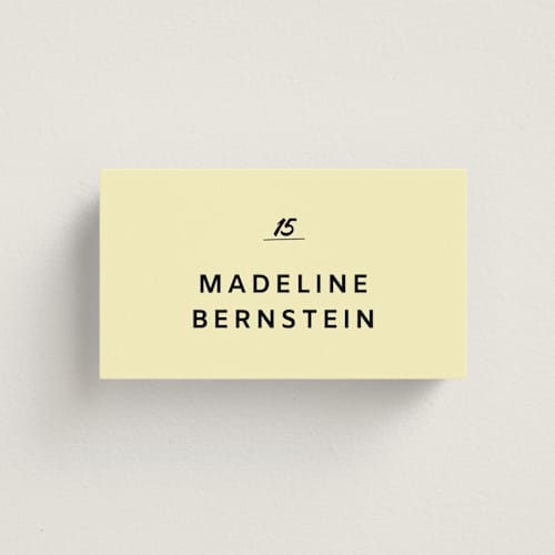 This is a butter wedding place cards with standard by Studio Suku called courthouse printing on signature in placecard