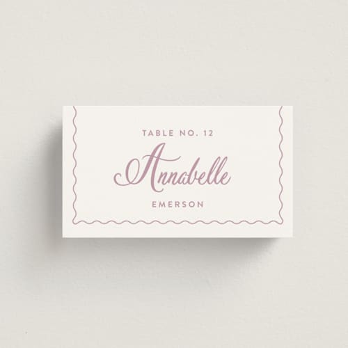 This is a lilac dreams wedding place cards with standard by Design Lotus called lavender dreams printing on signature in placecard