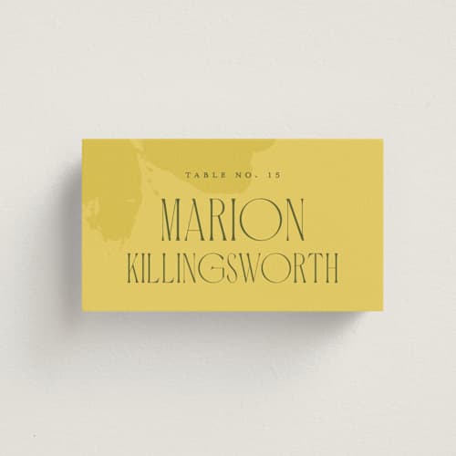 This is a island citrus wedding place cards with standard by Morgan Kendall called bloom printing on signature in placecard