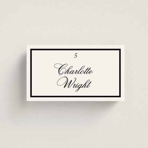 This is a mystic raven wedding place cards with standard by Cass Loh called chic union printing on signature in placecard
