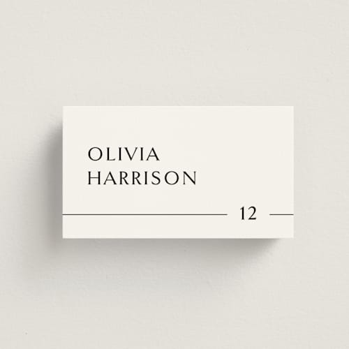 This is a cotton wedding place cards with standard by Jennifer Postorino called align printing on signature in placecard