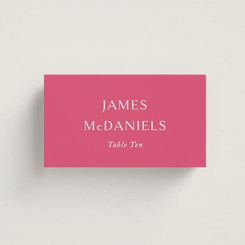 This is a carnation wedding place cards with standard by Jennifer Postorino called everlasting printing on signature in placecard