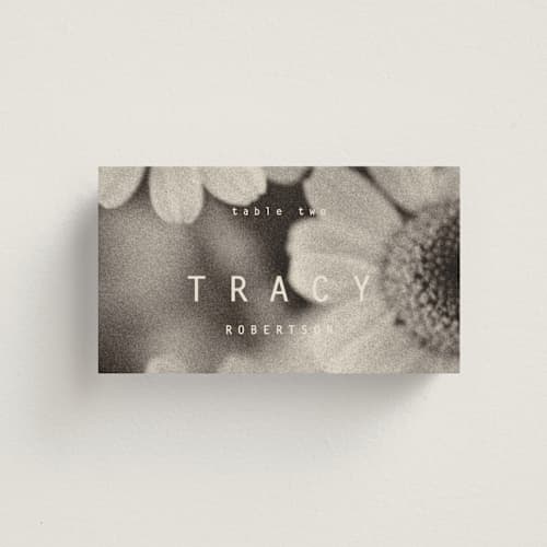 This is a vanilla wedding place cards with standard by Blustery August called nonnette printing on signature in placecard
