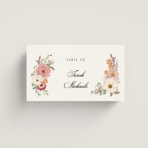 This is a sunset wedding place cards with standard by Susan Moyal called cherished printing on signature in placecard