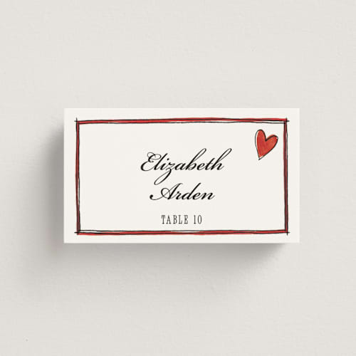 This is a lily wedding place cards with standard by Pati Cascino called two hearts printing on signature in placecard
