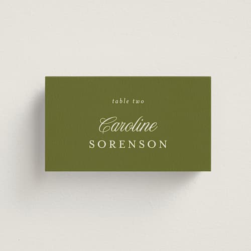 This is a summer wedding place cards with standard by Angela Marzuki called garland monogram printing on signature in placecard