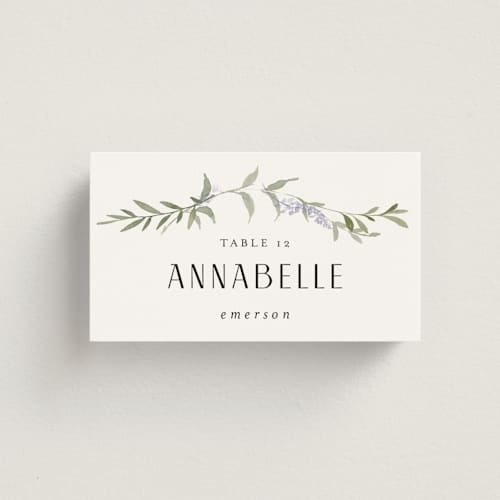This is a lavender wedding place cards with standard by Design Lotus called enchanted evening printing on signature in placecard