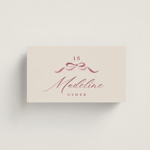 This is a autumn wedding place cards with standard by Pink House Press called crest fall printing on signature in placecard