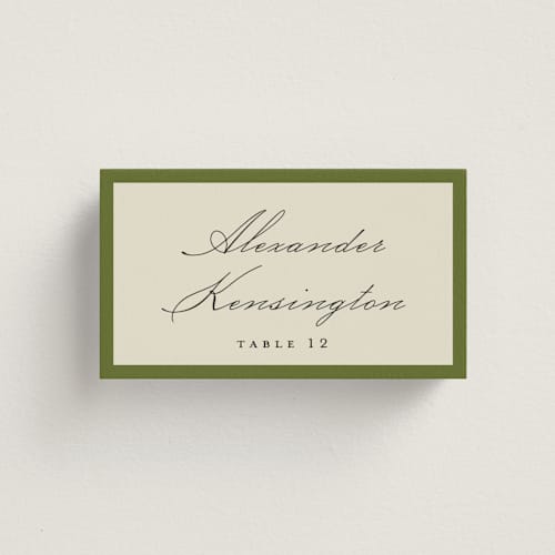 This is a verde wedding place cards with standard by flvx studio called merivale printing on signature in placecard
