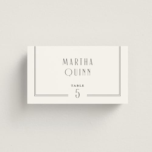 This is a tuxedo wedding place cards with standard by Nicoletta Savod called black tie elegance printing on signature in placecard