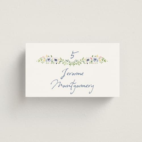 This is a meadow wedding place cards with standard by Petra Kern called meadow whisper printing on signature in placecard