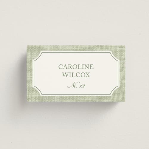 This is a garden wedding place cards with standard by Kelly Schmidt called summer linen printing on signature in placecard