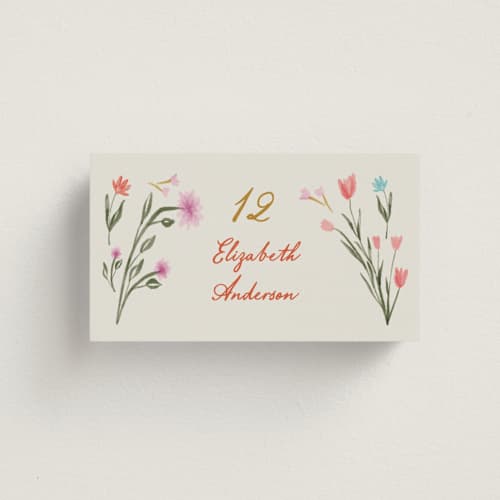 This is a sunset wedding place cards with standard by Maja Cunningham called chantilly printing on signature in placecard