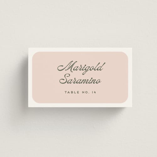 This is a garden wedding place cards with standard by Snow and Ivy called penumbra printing on signature in placecard