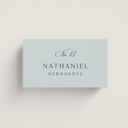 This is a sky wedding place cards with standard by Kelly Schmidt called landscape script printing on signature in placecard