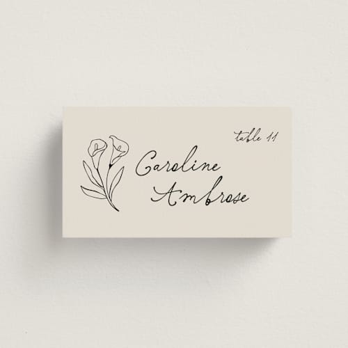 This is a vintage wedding place cards with standard by Kelly Watkins called felicity printing on signature in placecard