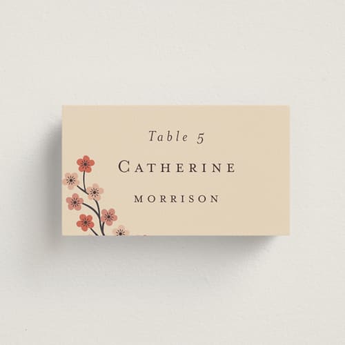 This is a rose wedding place cards with standard by Jennifer Holbrook called japanese textile printing on signature in placecard