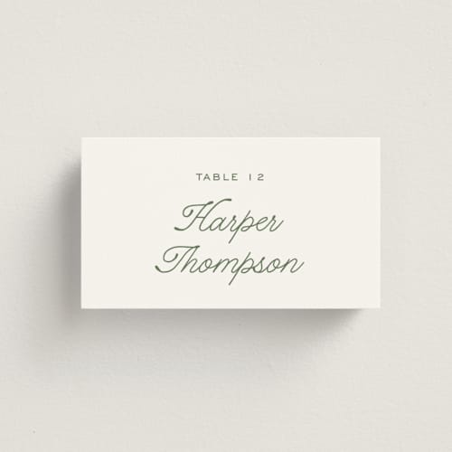 This is a leaf wedding place cards with standard by Kate Ahn called court printing on signature in placecard