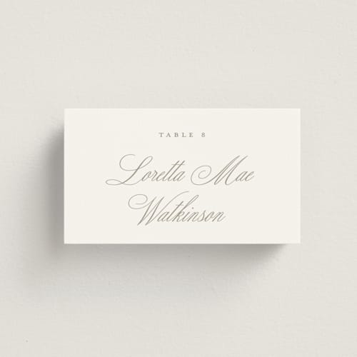 This is a chantilly wedding place cards with standard by Wildfield Paper Co called romantic wreath printing on signature in placecard