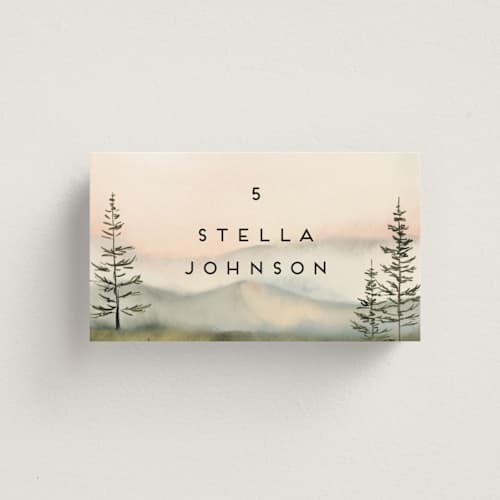 This is a forest wedding place cards with standard by Petra Kern called every single dawn with you printing on signature in placecard