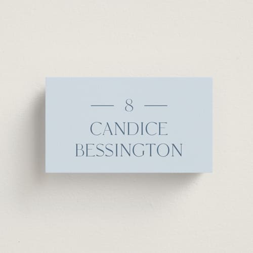 This is a bluebell wedding place cards with standard by Baumbirdy called floral type arch printing on signature in placecard