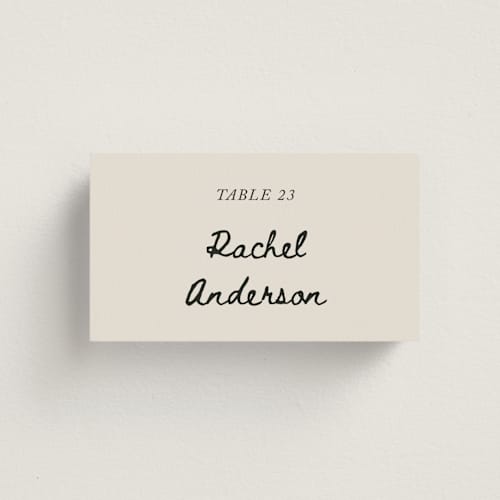 This is a lace wedding place cards with standard by Cass Loh called simple monogram printing on signature in placecard