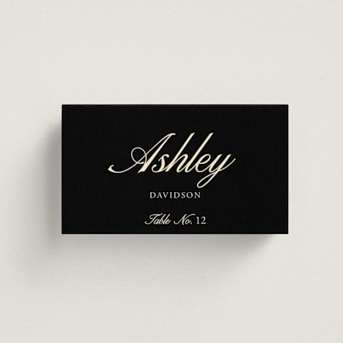 This is a sunshine wedding place cards with standard by Jen Ramsey called elegant and formal printing on signature in placecard