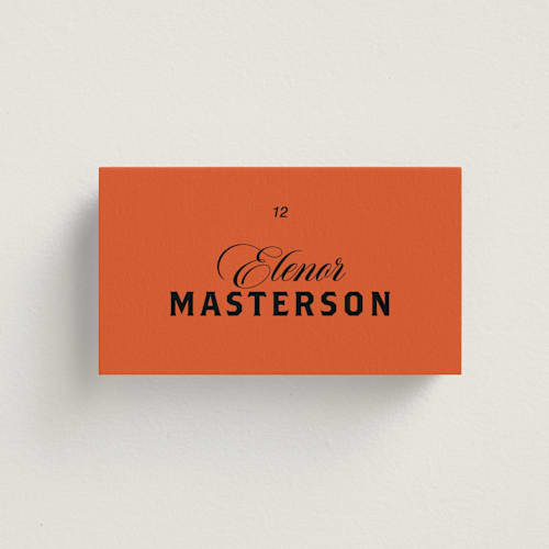 This is a amaro wedding place cards with standard by Studio Suku called bold and demure printing on signature in placecard