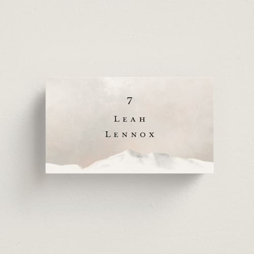 This is a forest wedding place cards with standard by Petra Kern called montagna printing on signature in placecard