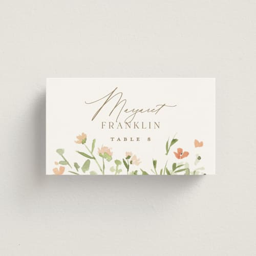 This is a toffee wedding place cards with standard by Everett Paper Goods called brynn printing on signature in placecard