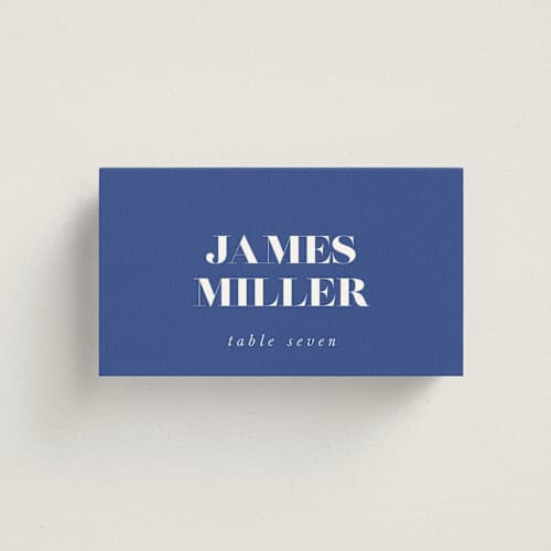 This is a marseille bleu wedding place cards with standard by Up Up Creative called centro printing on signature in placecard
