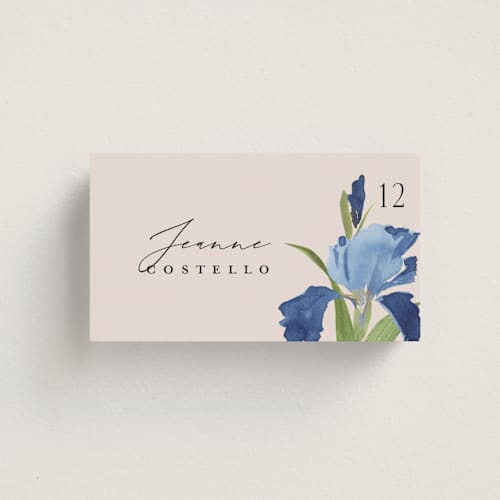 This is a natural wedding place cards with standard by Everett Paper Goods called irises printing on signature in placecard