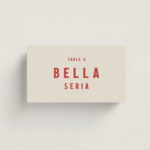 This is a sierra wedding place cards with standard by Ani Somi called coyota printing on signature in placecard