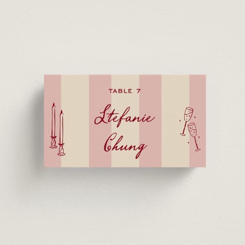 This is a rose wedding place cards with standard by Jennifer Lew called thompson printing on signature in placecard