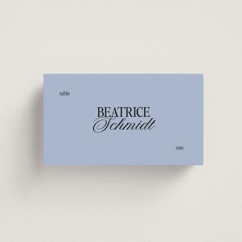 This is a butter wedding place cards with standard by Helena Vitto called the eternal printing on signature in placecard